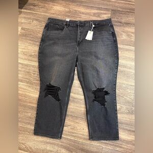 NWT Good American Black Ripped Jeans
